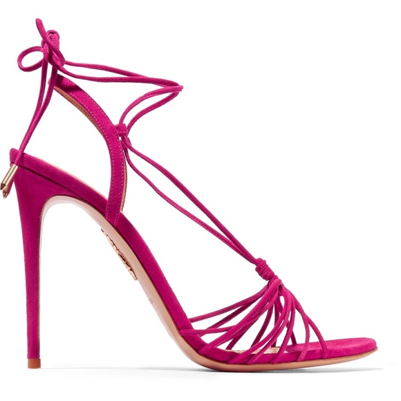 Aquazzura Magenta Suede Whisper Sandal 105 NIB Sz US9 / IT39 - Picture 5 of 15